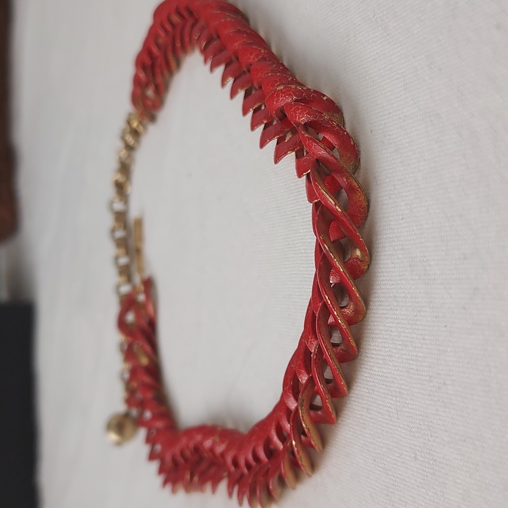 Chunky chain metal choker necklace red gold retro chain necklace unisex - Picture 16 of 16